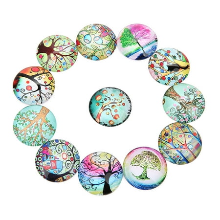 

NUOLUX 20PCS 25MM DIY Time Glass Decals Creative DIY Glass Patches Round Shape Tree Glass Interface Stylish DIY Tree Pattern Glass Patches for DIY Crafts Making (Mixed Color)