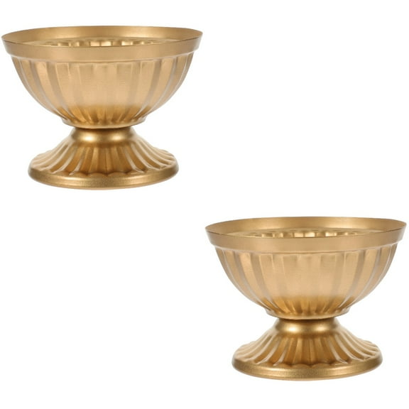 2 Pieces Cylinder Small Gold Vase European Style Flower Pot Office