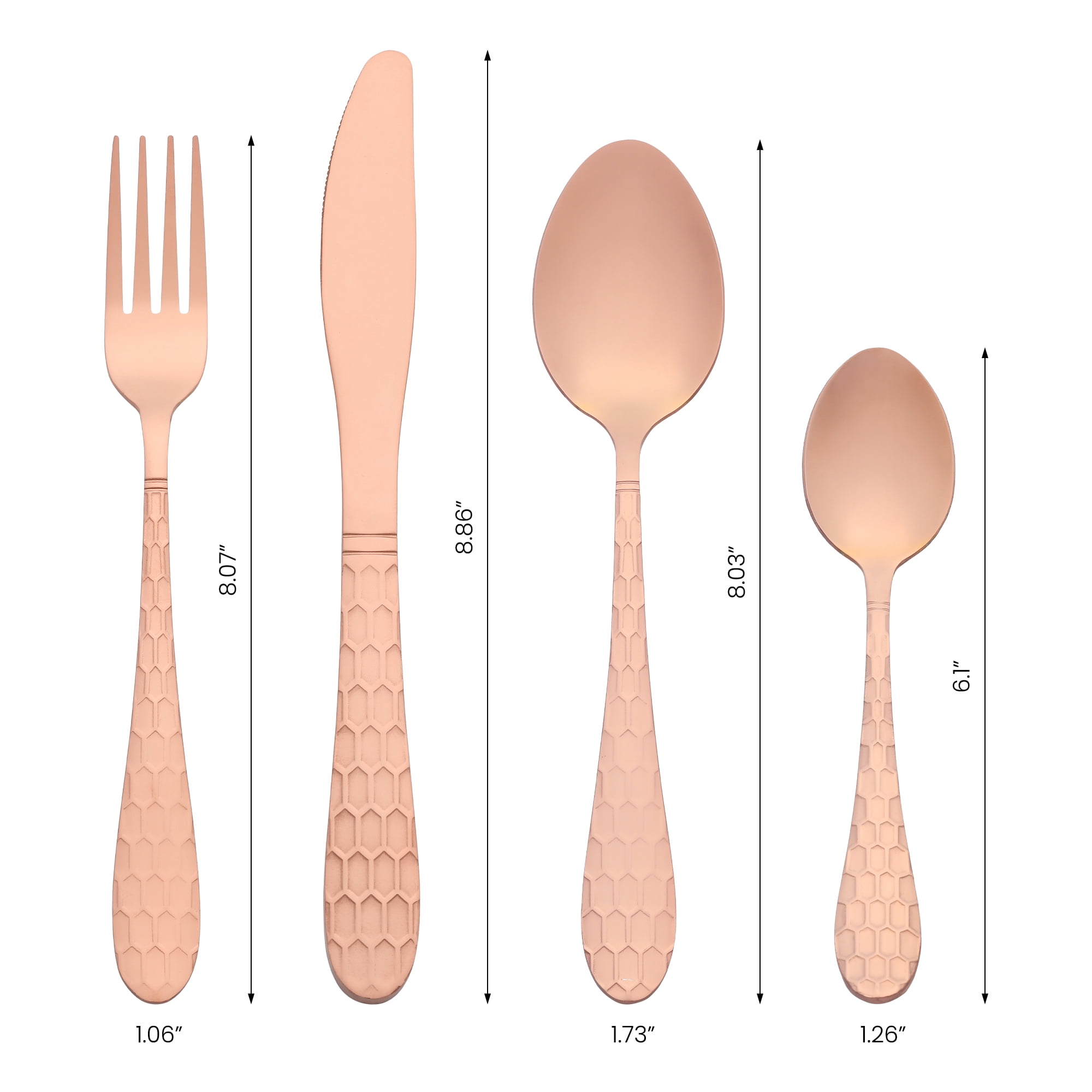 Unique Bargains 16 Pieces Stainless Steel Flatware Set Rose Gold