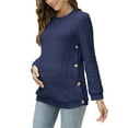 thumbnail image 2 of Yesfashion Women's Cable Knit Maternity Tops Round Neck Long Sleeve Pregnancy Nursing Pullover Sweatshirt Double Split with Buttons, 2 of 7