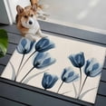 thumbnail image 4 of Blue Spring Floral Bathroom Mats 2x3 FT, Non Slip Small Kitchen Mat, Tulip Summer Botanical Washable Soft Backed Front Door Throw Rugs Non-Shedding Indoor Outdoor Doormat for Entryway Sink, 4 of 8