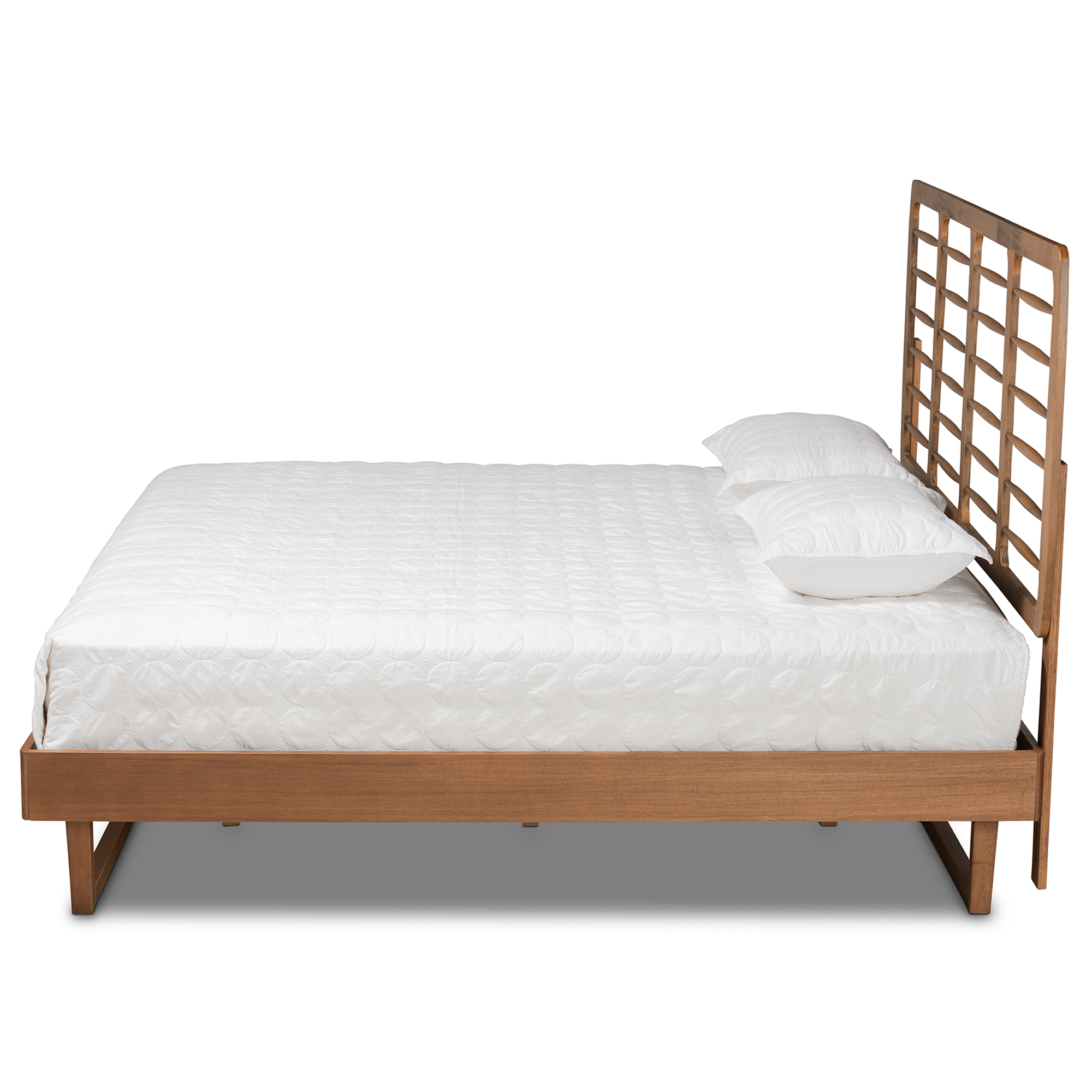 Baxton Studio Lucie Contemporary/Modern Engineered Wood Textured Platform Bed, King, Walnut Brown