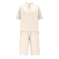 thumbnail image 2 of 2 Piece Sets for Women Summer Shorts Oversized Short Sleeve and Bermuda Shorts Lounge Sets Matching Outfits Clothing Beige S, 2 of 7