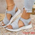 thumbnail image 3 of Womens Wedge Chunky Platform Sandals Firm Knit Upper Memory Foam Shoes Lightweight Summer Athletic Walking Sneakers Gray Size 9.5, 3 of 6