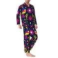 thumbnail image 3 of Kll Colorful Mexican Sleepwear Mens Flannel Pajamas,Long Cotton Pj Set, 3 of 9
