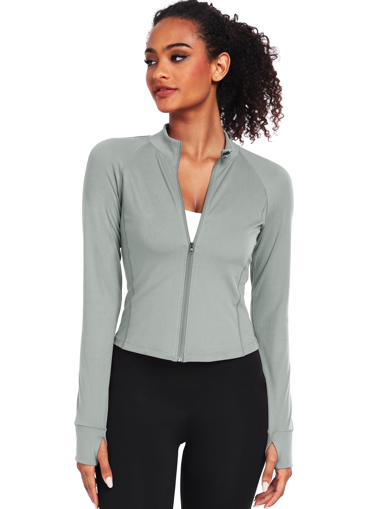 NELEUS Womens Athletic Jackets Zip Up Yoga Workout Jacket Short Coat Slim Fit With 2 Inner Pockets,Gray,US Size S