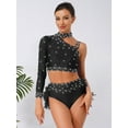 thumbnail image 3 of Sholeno 2 Piece Dance Outfits for Women Rhinestone Crop Top with Feather Briefs Jazz Latin Dancewear Black L, 3 of 6