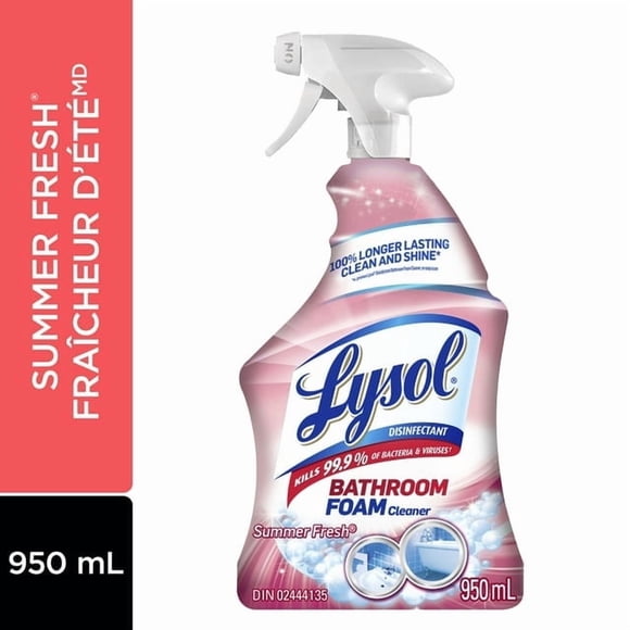 Lysol Bathroom Cleaning- Bathroom Cleaner Spray,Multi-surface cleaner trigger, Bathroom Foam, Summer Fresh, Powers Through Soap Scum, 950 mL