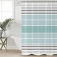 thumbnail image 2 of Small Stall Shower Curtain 48x72 Inch Narrow Half Size Aqua Ombre Stripes Bath Curtains Bathroom Decor Modern Abstract Stripes Aesthetic Waterproof Fabric Shower Curtain Set with Hooks 48 Inch, 2 of 6