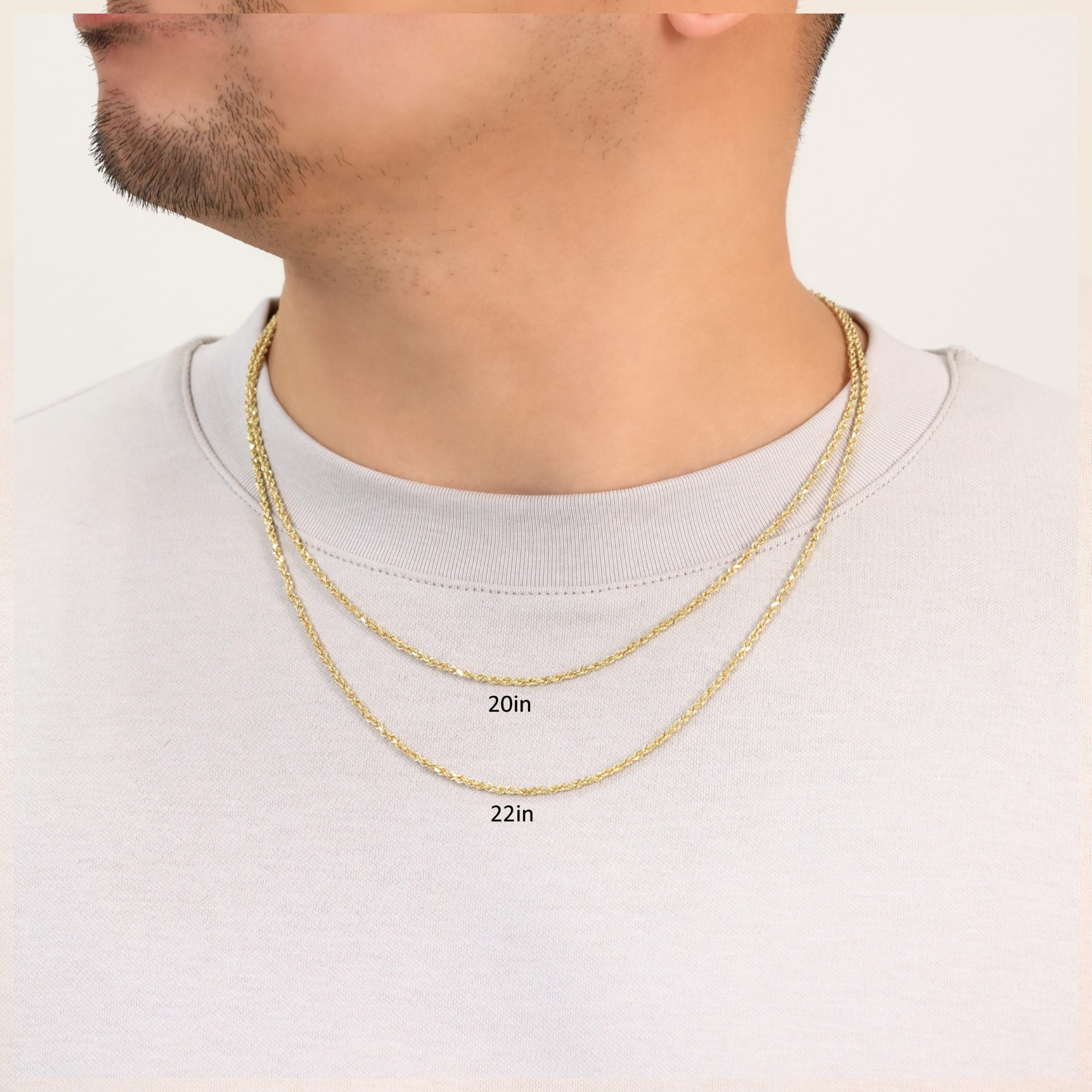 Nuragold 10k Real Yellow Gold 1.8mm Rope Chain Diamond Cut Necklace (16"-30") Italian Jewelry for Men & Women