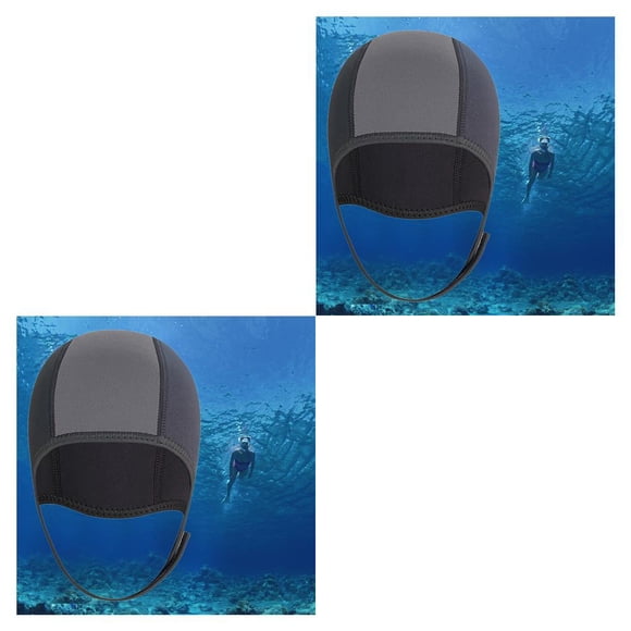 Greeniant Dive Hood Snorkeling Hat Head Protection Sports Water Ear Gris oscuro 2piezas