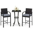thumbnail image 2 of Costway Ensemble de Bar en Osier pour Patio 3 Pcs Chaises en Rotin et Table Carrée avec Cadre en Métal Robuste, 2 of 10