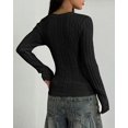 thumbnail image 4 of BTFBM Womens Sweaters Cable Knit V Neck Long Sleeve Tops | Lightweight Ribbed Fitted Pullover,Y2K Going Out Top,Basic Tunic Daily Wear Fall,Dressy Work Business Casual Outfits, 4 of 9