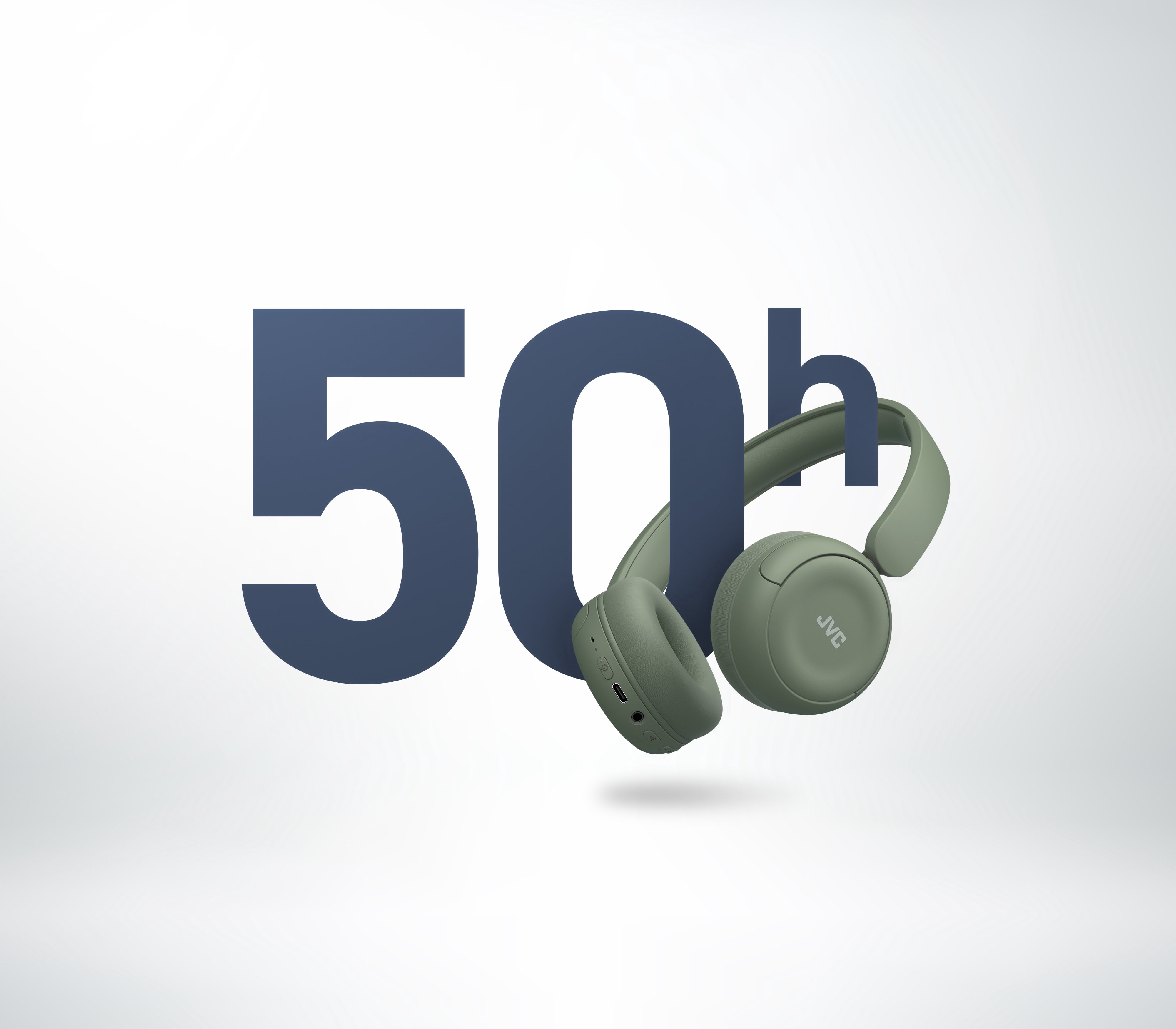 JVC Wireless Headphones with 50H Battery Life, Soft Cushions, Foldable Design, Bluetooth 5.3, Multipoint Connection, App EQ, Built-in Mic – Matte Green