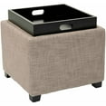 thumbnail image 3 of SAFAVIEH Harrison Rustic Glam Single Tray Storage Ottoman, Stone, 3 of 4