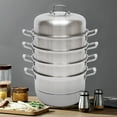 thumbnail image 4 of Miumaeov 32.5 cm Steamer Pot, 5-Tier 304 Stainless Steel Steamer Pot with Glass Lid USA, 4 of 9