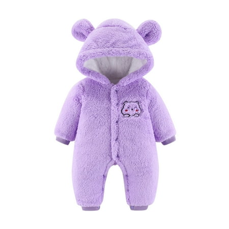 

Fsqjgq Baby Clothes for A Boy Baby Boys Girls Long Sleeve Cute Cartoon Animals Solid Fleece Bear Ears Hooded Romper Jumpsuit Coat Outfit Clothes Baby Boy 24 Month Polyester Purple 73