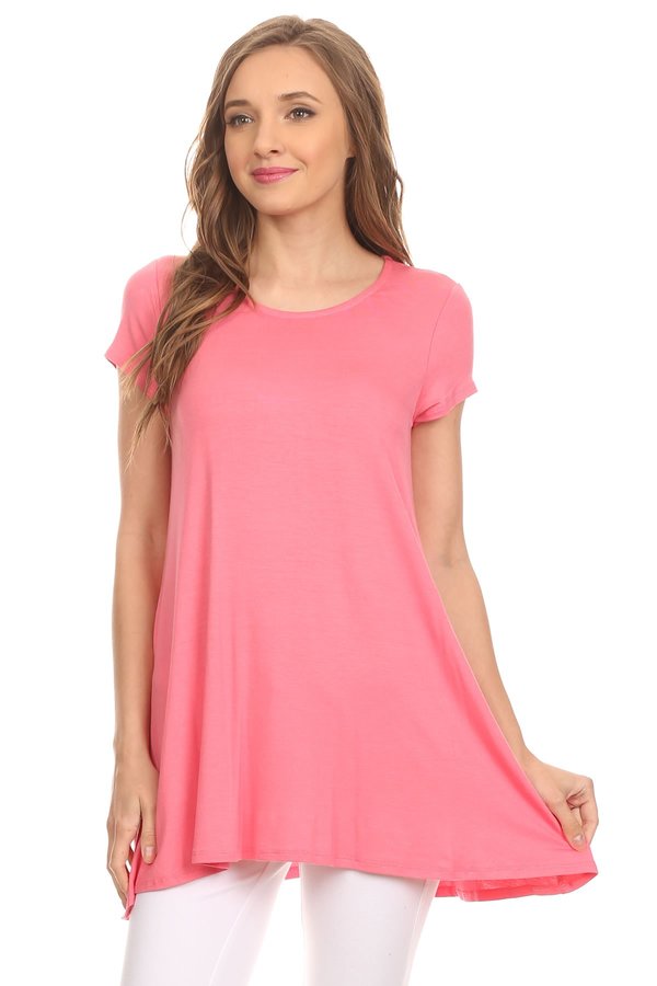 Women's trendy style solid short sleeve side pocket tunic top - Walmart.com