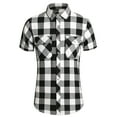 thumbnail image 2 of WREESH Men's Work Button Down Shirts Casual Fashion Plaid Turn-Down Collar Button Short Sleeve Shirts Plaid Shirt Tops Black, 2 of 8