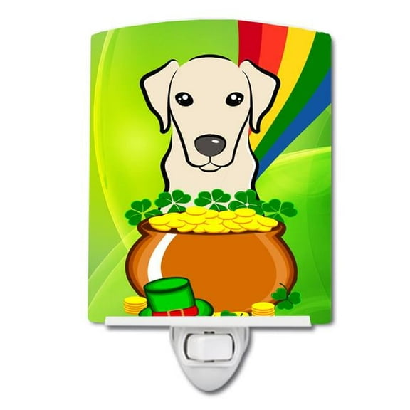 Caroline's Treasures BB1966CNL Yellow Labrador St. Patrick's Day Ceramic Night Light, 6x4x3", multicolor