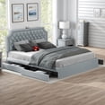 thumbnail image 2 of Uforic King Size Upholstered Velvet Bed Frame with Storage Drawers & Charging Station, Gray, 2 of 6