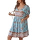 thumbnail image 2 of Vestido corto con cuello en V para mujer,Vestido de manga corta para mujer Vestido con cuello en V con estampado floral Vestido corto floral de verano Solución innovadora, 2 of 6