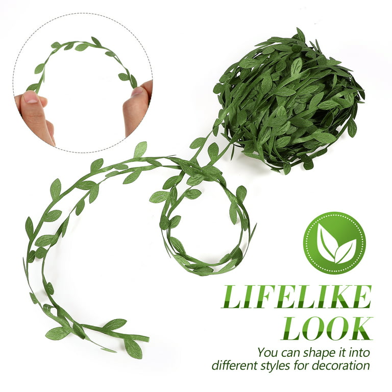 Green Leaf Ribbon 20 Yards Artificial Green Leaves Trim Rope Garland Leaf  String for Gift Wrapping Party Wedding Home Decorations