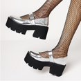 thumbnail image 4 of Elegantes zapatos de cuero para mujer Estilo británico Hebilla de cinturón Estudiante Cómodo Usable Casual Tacones altos gruesos Sandalias con correa de tobillo de color sólido Wmkox8yii  ghj2557, 4 of 6