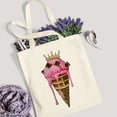 thumbnail image 4 of JEUXUS 2 Pcs Canvas Tote Bags Cute Aesthetic Tote Bags with Zipper Ice Cream Queen Portable Tote Bag White, 4 of 7