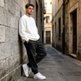 thumbnail image 4 of Men's Casual Solid Sweatpants Elastic Waist Drawstring Joggers Loose Fit Tapered Athletic Pants with Pockets, XL, 4 of 8