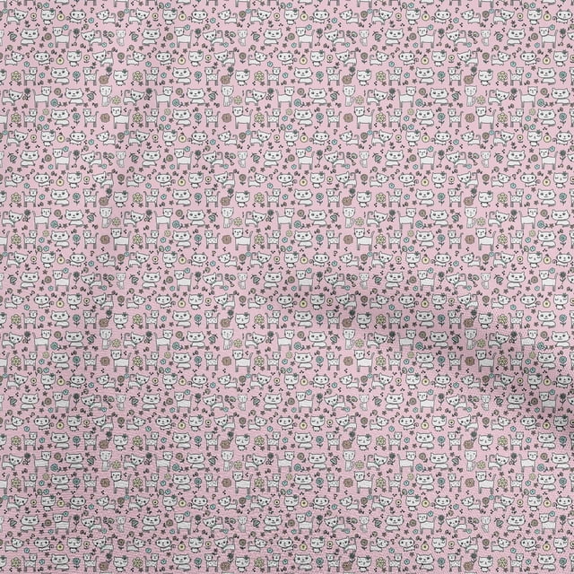 oneOone Polyester Spandex Light Pink Fabric Kids Animal Sewing Craft Projects Fabric Prints By Yard 56 Inch Wide