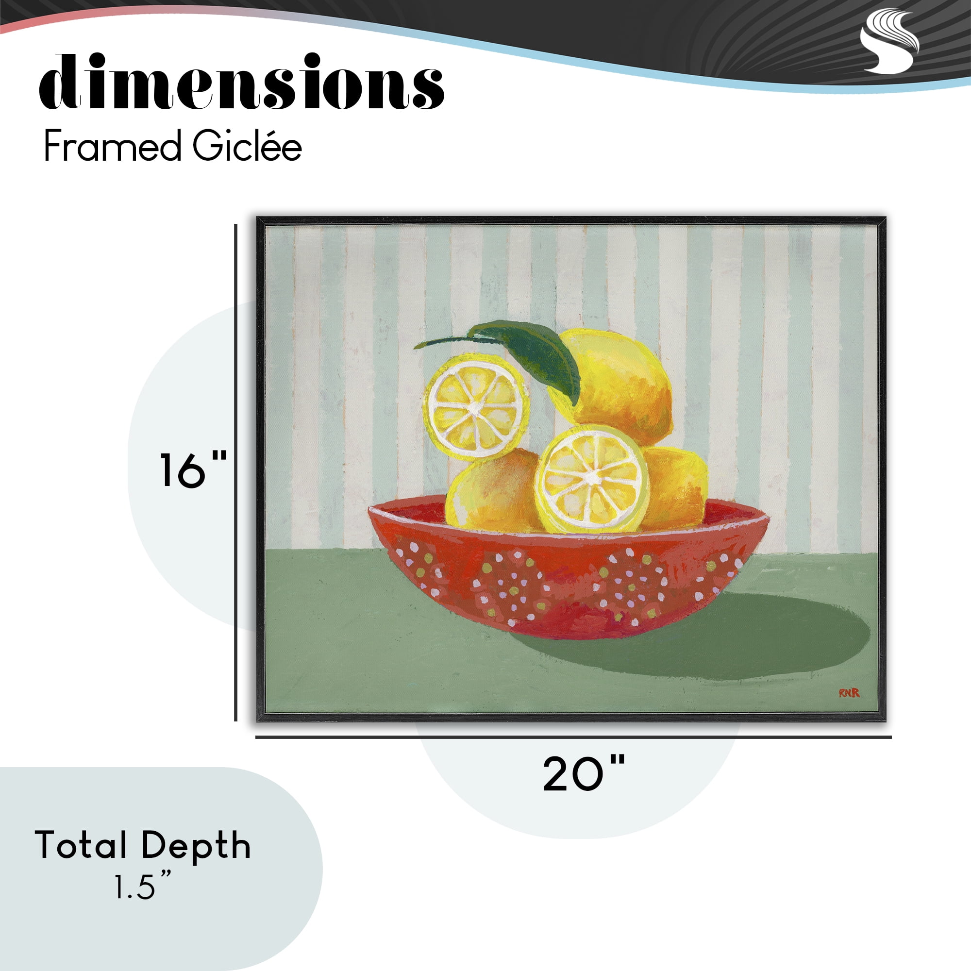 Stupell Industries Sunny Lemons in Red Bowl Black Framed Giclee Art, design by Rachael Reese