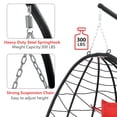 thumbnail image 6 of Red Swing Egg Chair, Hammock Chair, Hanging Chair, Steel Frame and Waterproof Cushion with Steel Stand for Indoor Outdoor Patio Porch Bedroom Wicker Rattan Basket Chair 300LBS Capacity, 6 of 12