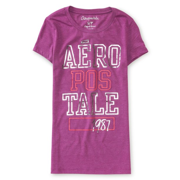 Aeropostale Athletics Logo Camiseta gráfica para mujer, Púrpura, Grande Aeropostale Camiseta gráfica