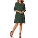 thumbnail image 1 of Vestido casual smock con mangas abullonadas y bolsillo para mujer Inspire Chic, talla XL, verde oscuro, 1 of 6