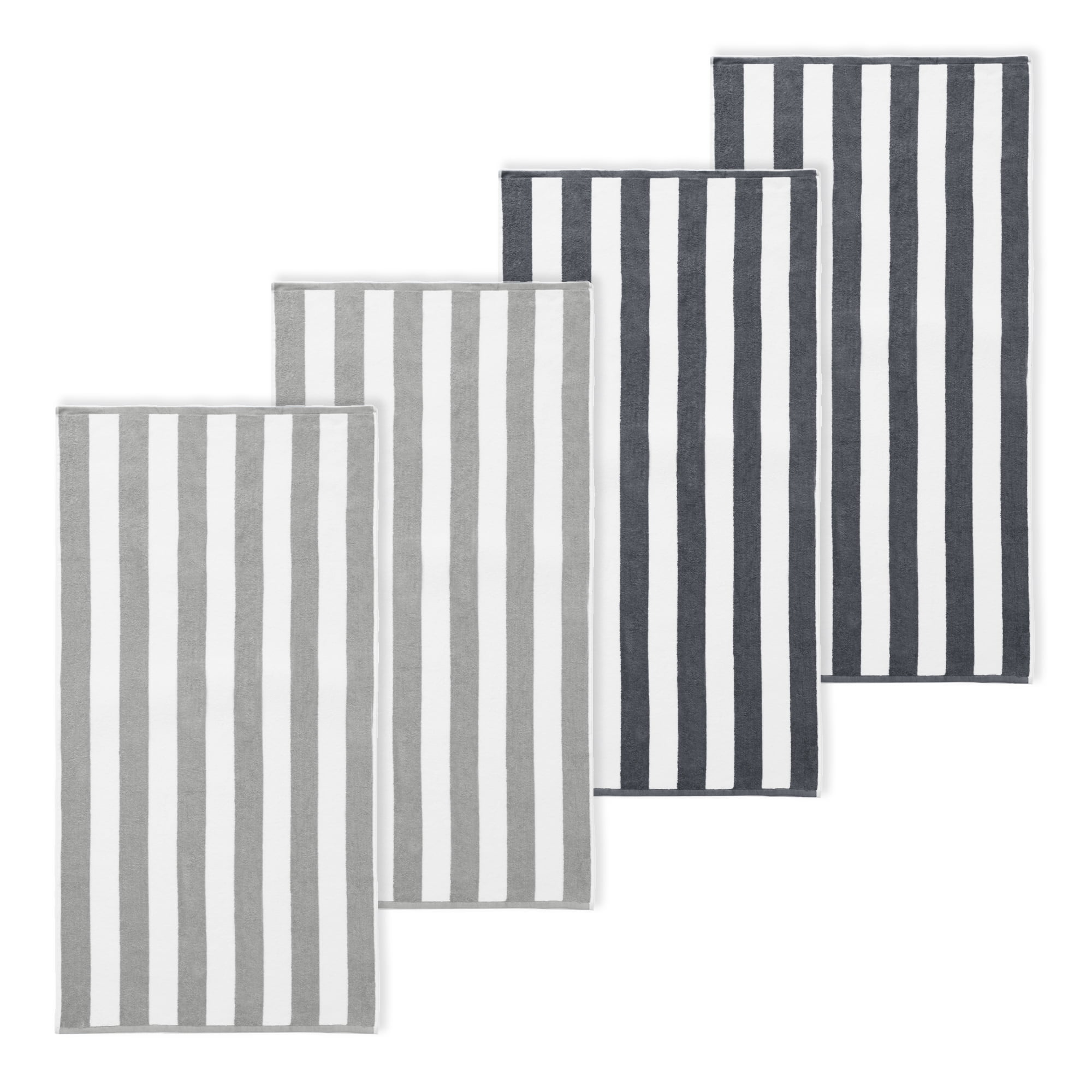 Great Bay Home Plush Cotton Durable Beach Towel (4 Pack- 30" x 60", Light Grey / Dark Grey)