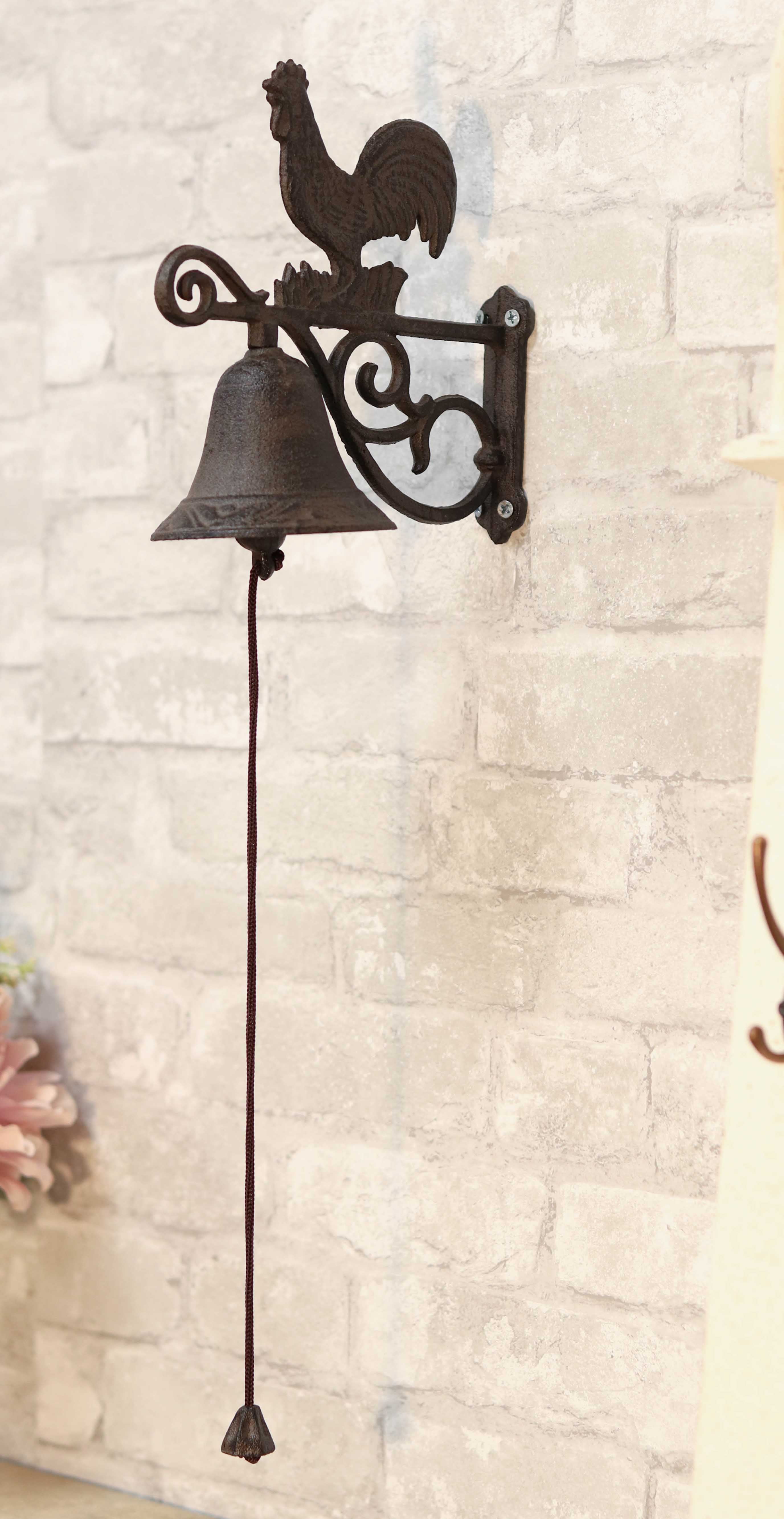 Cast Iron Rustic Western Farmhouse Rooster Chicken Door Wall Dinner Yard Bell