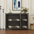 thumbnail image 3 of CQSXDA 49.33" x 15.55" Sideboard Buffet Cabinet 3 Mirrored Doors And Adjustable Shelves For Dining And Bedroom Storage, Dark Brown, 3 of 14