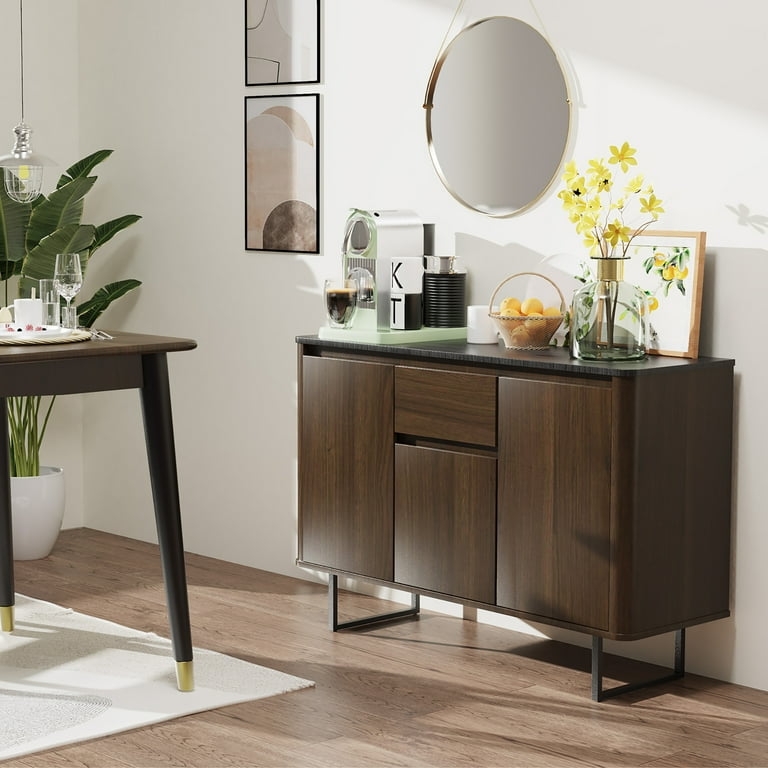 Costway modern kitchen storage cabinet buffet 2024 server table sideboard dining wood brown