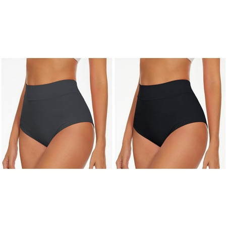 (2-Pack) Rinsvye Women High Waist Yoga Womens Swimming Pants Booty Shorts V Back Womens Swim Cover Up Pants Long Plus Size Bikini Bottoms Swim Briefs Swim Pants for 12-14 Beach Shorts Ruched