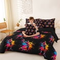 thumbnail image 3 of Castle Fairy Sport Handball Queen Bedding 7pcs, Ball Gamer Splash Bedding Comforter Set Queen, Black Pink Orange,Black Reversible, 3 of 7
