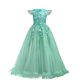thumbnail image 1 of Vestido de Niñas Flores Dama de Honor Boda Certamen Fiesta Princesa Comunión Floral Boho Vintage Encaje Maxi Gown para Niños Turquesa Verde 9-10 Años Etiqueta NO.150, 1 of 4
