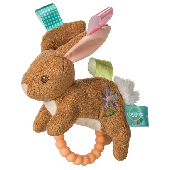 Taggies Teether Baby Rattle, 6", Harmony Bunny