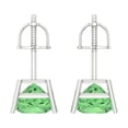 thumbnail image 4 of 14K Solid Gold Screw Back Stud Earrings for Women | 3 cttw Princess Cut Simulated Green Diamond | White Gold, 4 of 5