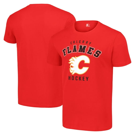 Men's Starter Red Calgary Flames Logo T-Shirt