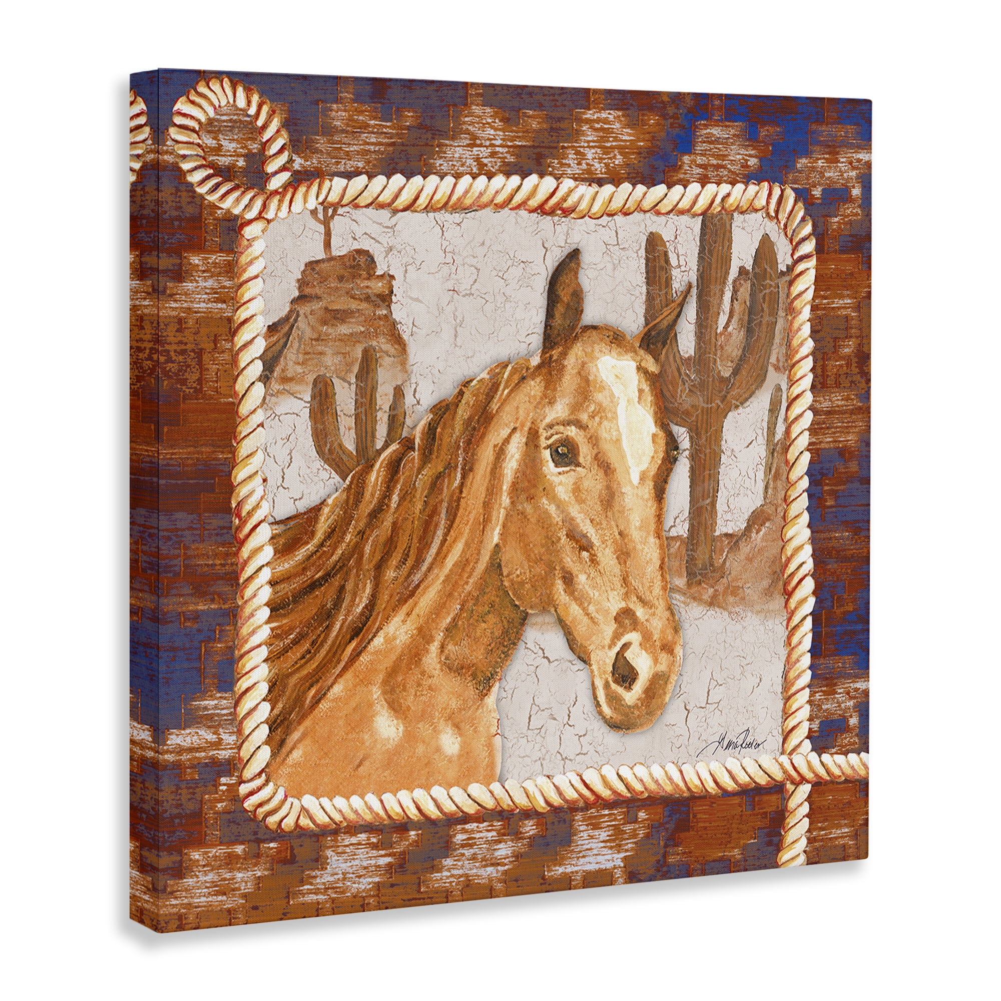 Stupell Industries Western Desert Horse Landscape Painting Gallery Wrapped Canvas Art Print Wall Art, 36 x 36