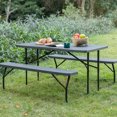thumbnail image 4 of Gray Outdoor Foldable Woodgrain Portable Picnic Table Set, 4 of 18