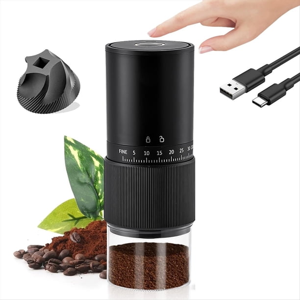 Molinillo de Café Eléctrico Portátil con 30 Ajustes, Molinillo Compacto para Viajes, Recargable por USB.
