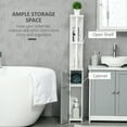 thumbnail image 3 of kleankin Tall Bathroom Storage Cabinet, Freestanding Linen Tower with 2 Open Shelves and 2 Door Cabinets, Grey, 3 of 9