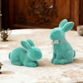 thumbnail image 4 of Flocked Easter Bunny Figurine Set - Standing Decorative Statues for Spring Garden Yard Desktop Ornament 2PCS, 4 of 6